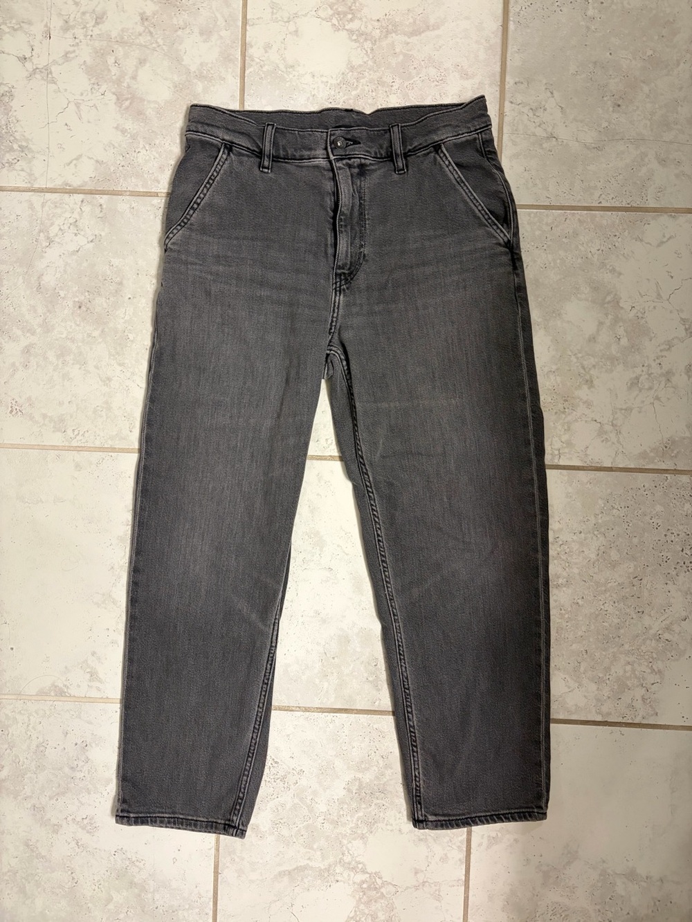 Uniqlo Jeans | Men's Relaxed Ankle Jeans w Inside Drawstring in Grey |Sz 27-30